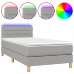 Világosszürke szövet rugós és LED-es ágy matraccal 100x200 cm 2