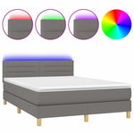Sötétszürke szövet rugós és LED-es ágy matraccal 140x190 cm 2