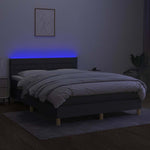 Sötétszürke szövet rugós és LED-es ágy matraccal 140x190 cm 4