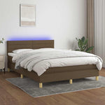 Barna szövet rugós és LED-es ágy matraccal 140x190 cm