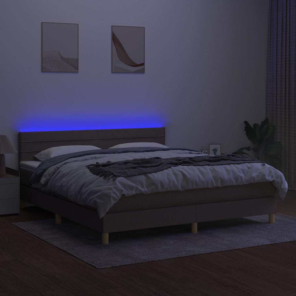 Tópszínű szövet rugós és LED-es ágy matraccal 160x200 cm 4