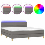Sötétszürke szövet rugós és LED-es ágy matraccal 180 x 200 cm 2