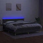 Sötétszürke szövet rugós és LED-es ágy matraccal 180 x 200 cm 4