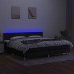 Fekete szövet rugós és LED-es ágy matraccal 200x200 cm 3