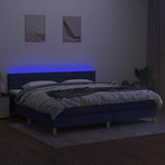 Kék szövet rugós és LED-es ágy matraccal 200 x 200 cm 3