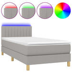 Világosszürke szövet rugós és LED-es ágy matraccal 90x190 cm 2
