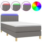 Sötétszürke szövet rugós és LED-es ágy matraccal 100x200 cm 2