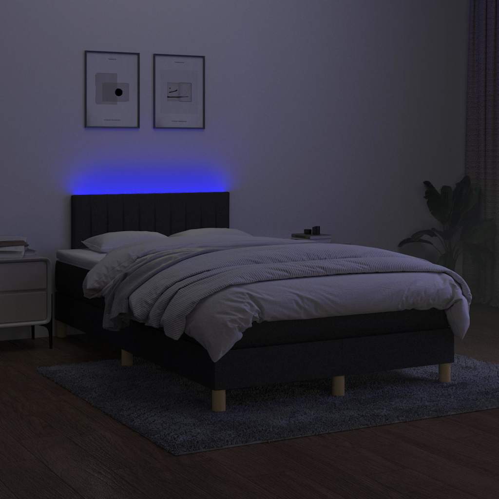 Fekete szövet rugós és LED-es ágy matraccal 120 x 200 cm 3
