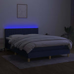 Kék szövet rugós és LED-es ágy matraccal 140x190 cm 3