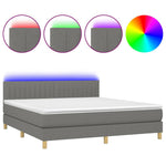 Sötétszürke szövet rugós és LED-es ágy matraccal 180 x 200 cm 2
