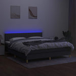 Sötétszürke szövet rugós és LED-es ágy matraccal 180 x 200 cm 3
