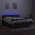 Barna szövet rugós és LED-es ágy matraccal 180 x 200 cm 3