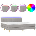 Világosszürke szövet rugós és LED-es ágy matraccal 200x200 cm 2