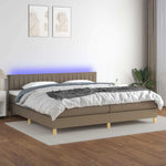 Tópszínű szövet rugós és LED-es ágy matraccal 200 x 200 cm