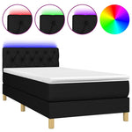 Fekete szövet rugós és LED-es ágy matraccal 80 x 200 cm 2