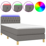 Sötétszürke szövet rugós és LED-es ágy matraccal 90x190 cm 2