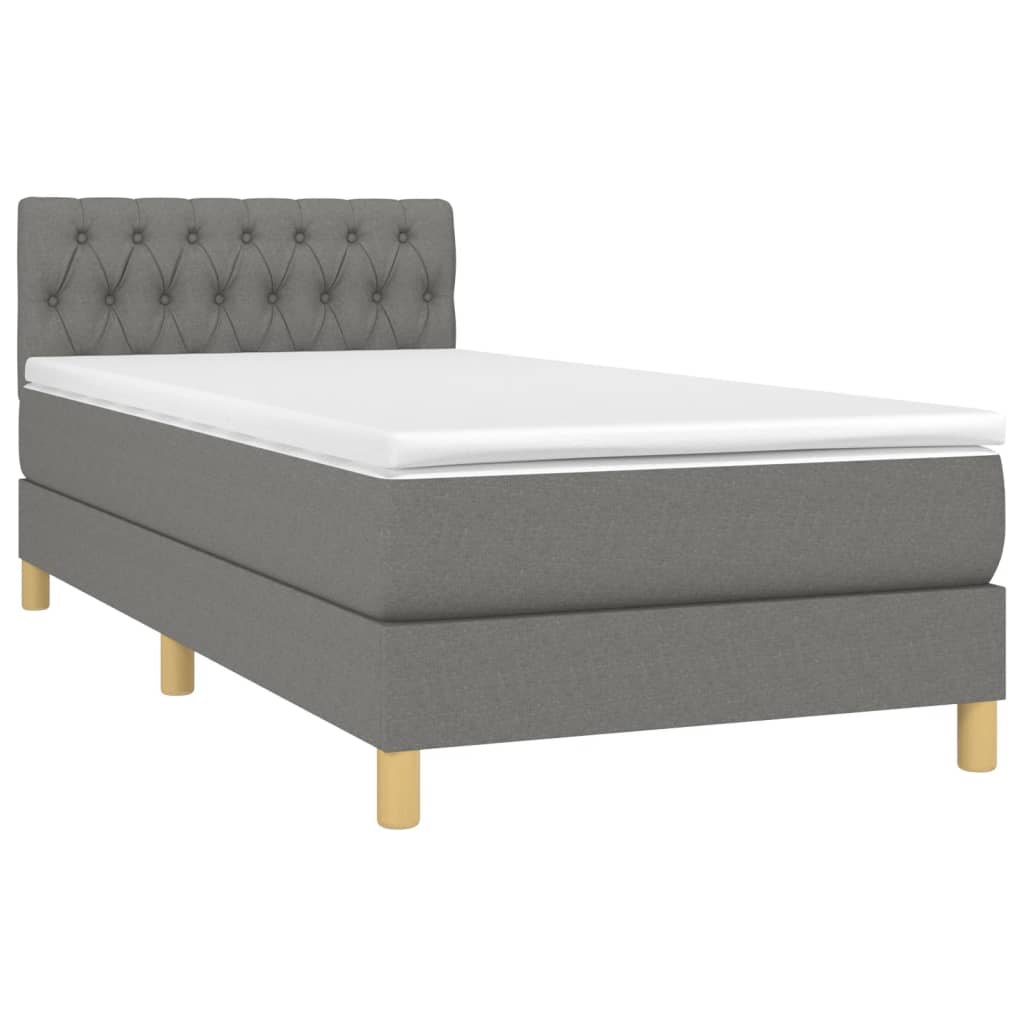 Sötétszürke szövet rugós és LED-es ágy matraccal 90x190 cm 3