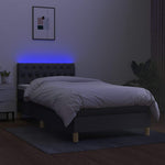 Sötétszürke szövet rugós és LED-es ágy matraccal 90x190 cm 4