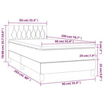 Sötétszürke szövet rugós és LED-es ágy matraccal 90x200 cm 8