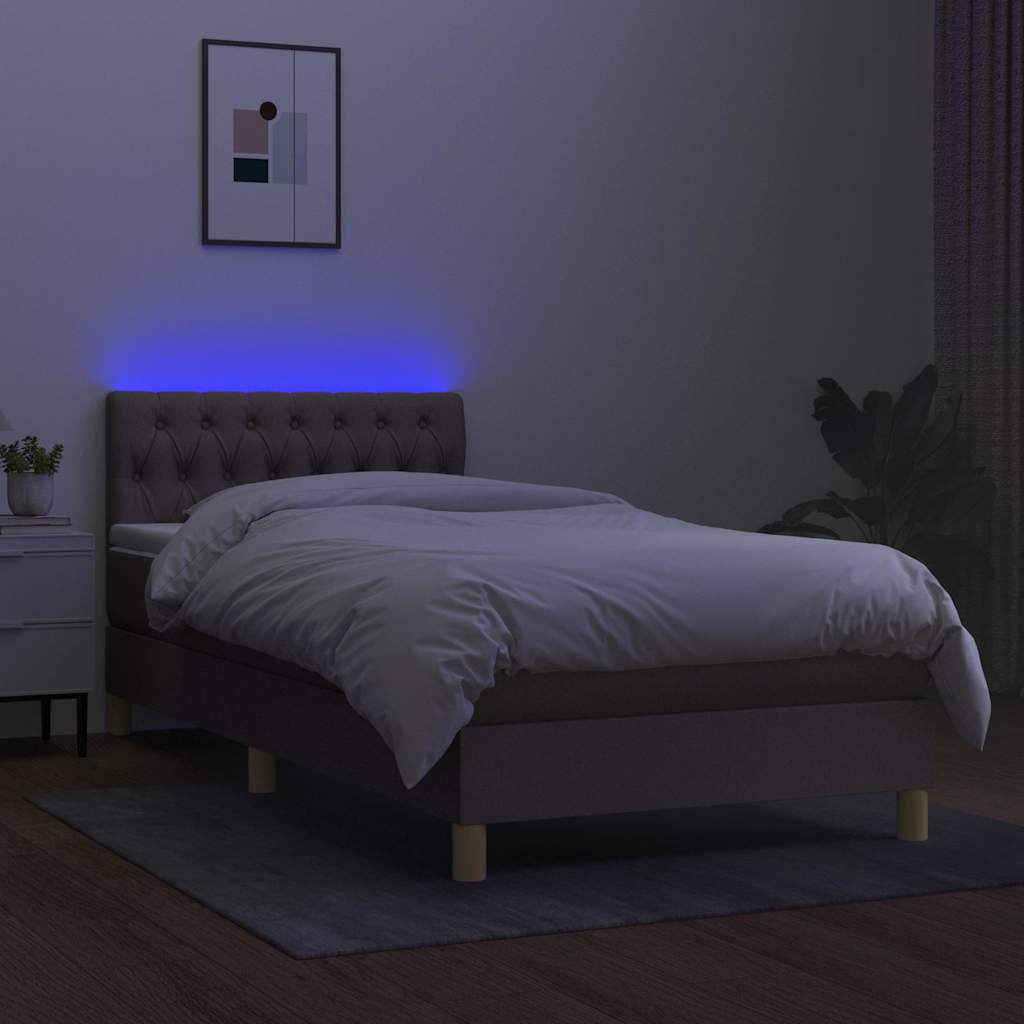 Tópszínű szövet rugós és LED-es ágy matraccal 90x200 cm 4