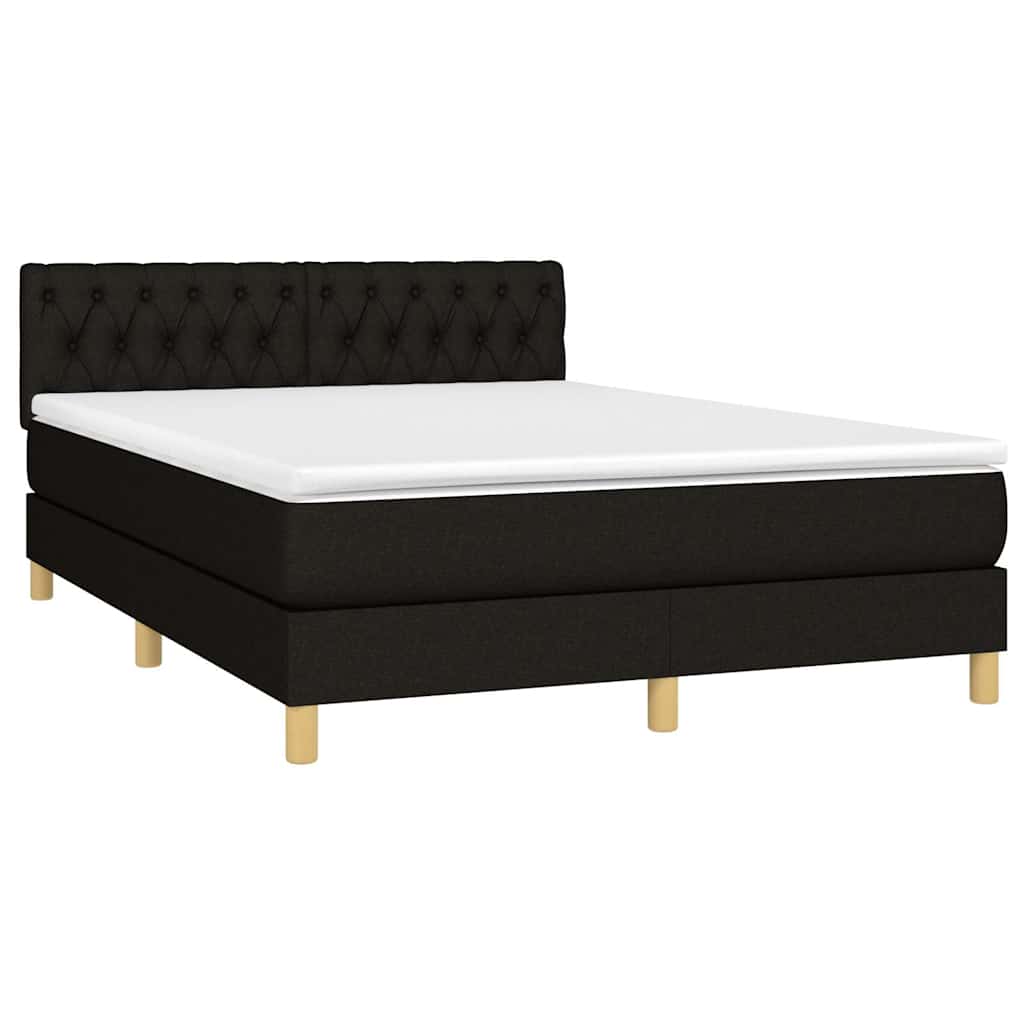 Fekete szövet rugós és LED-es ágy matraccal 140x190 cm 3