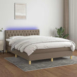 Tópszínű szövet rugós és LED-es ágy matraccal 140x190cm