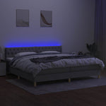 Világosszürke szövet rugós és LED-es ágy matraccal 200x200 cm 4