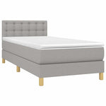 Világosszürke szövet rugós és LED-es ágy matraccal 90x190 cm 3