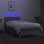 Világosszürke szövet rugós és LED-es ágy matraccal 90x190 cm 4
