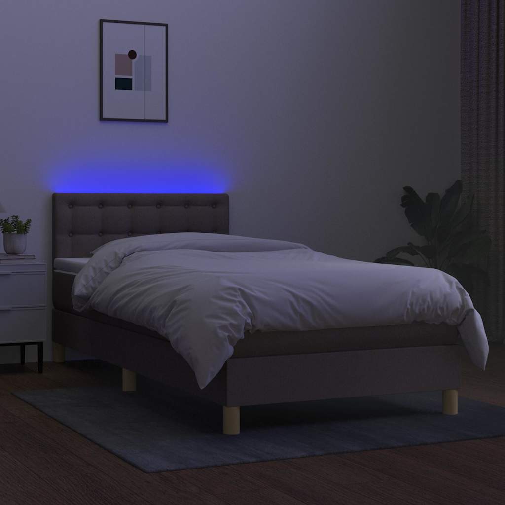 Tópszínű szövet rugós és LED-es ágy matraccal 90x200 cm 4