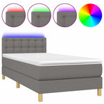 Sötétszürke szövet rugós és LED-es ágy matraccal 100x200 cm 2