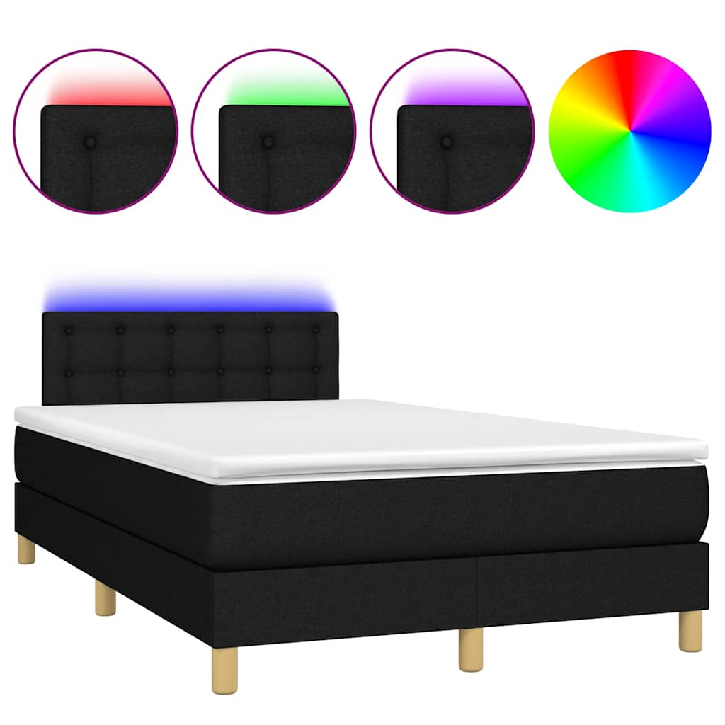 Fekete szövet rugós és LED-es ágy matraccal 120 x 200 cm 2