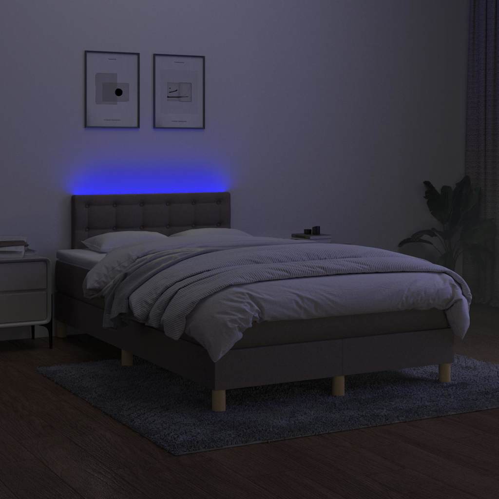 Tópszínű szövet rugós és LED-es ágy matraccal 120 x 200 cm 4