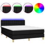 Fekete szövet rugós és LED-es ágy matraccal 140x190 cm 2