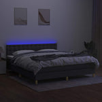 Sötétszürke szövet rugós és LED-es ágy matraccal 160x200 cm 4