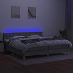 Világosszürke szövet rugós és LED-es ágy matraccal 200x200 cm 4