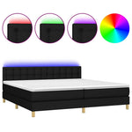 Fekete szövet rugós és LED-es ágy matraccal 200x200 cm 2