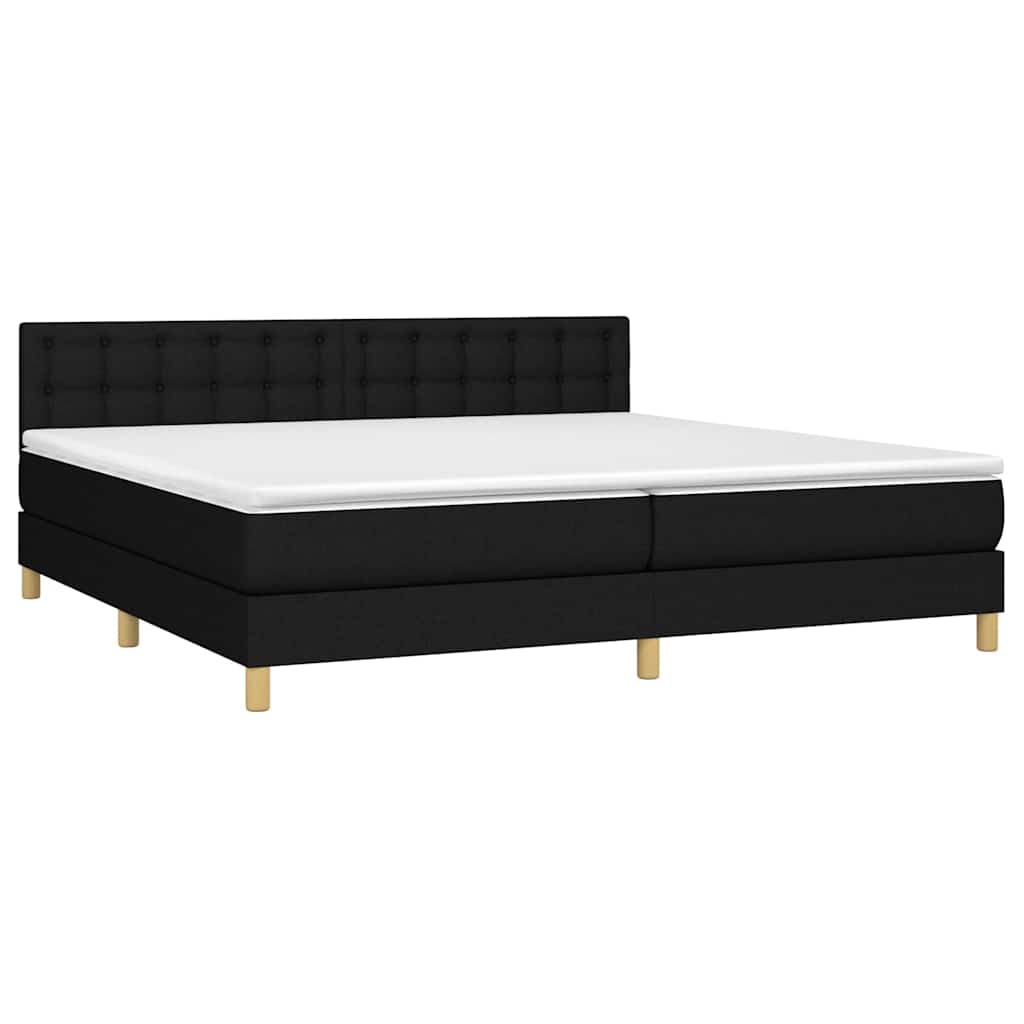 Fekete szövet rugós és LED-es ágy matraccal 200x200 cm 3