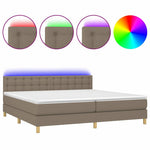 Tópszínű szövet rugós és LED-es ágy matraccal 200 x 200 cm 2