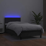 Fekete műbőr rugós ágy matraccal és LED-del 80 x 200 cm 4