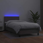 Szürke műbőr rugós ágy matraccal és LED-del 80 x 200 cm 4