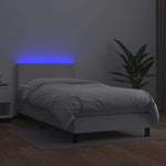 Fehér műbőr rugós ágy matraccal és LED-del 90x200 cm 4