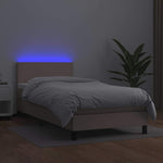 Cappuccino színű műbőr rugós ágy matraccal és LED-del 100x200cm 4