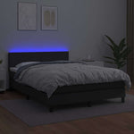 Fekete műbőr rugós ágy matraccal és LED-del 140 x 190 cm 4
