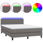 Szürke műbőr rugós ágy matraccal és LED-del 140x190 cm 2