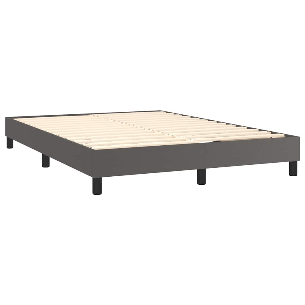 Szürke műbőr rugós ágy matraccal és LED-del 140x190 cm 5