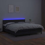 Fehér műbőr rugós ágy matraccal és LED-del 180x200 cm 4