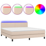 Cappuccino színű műbőr rugós ágy matraccal és LED-del 180x200cm 2