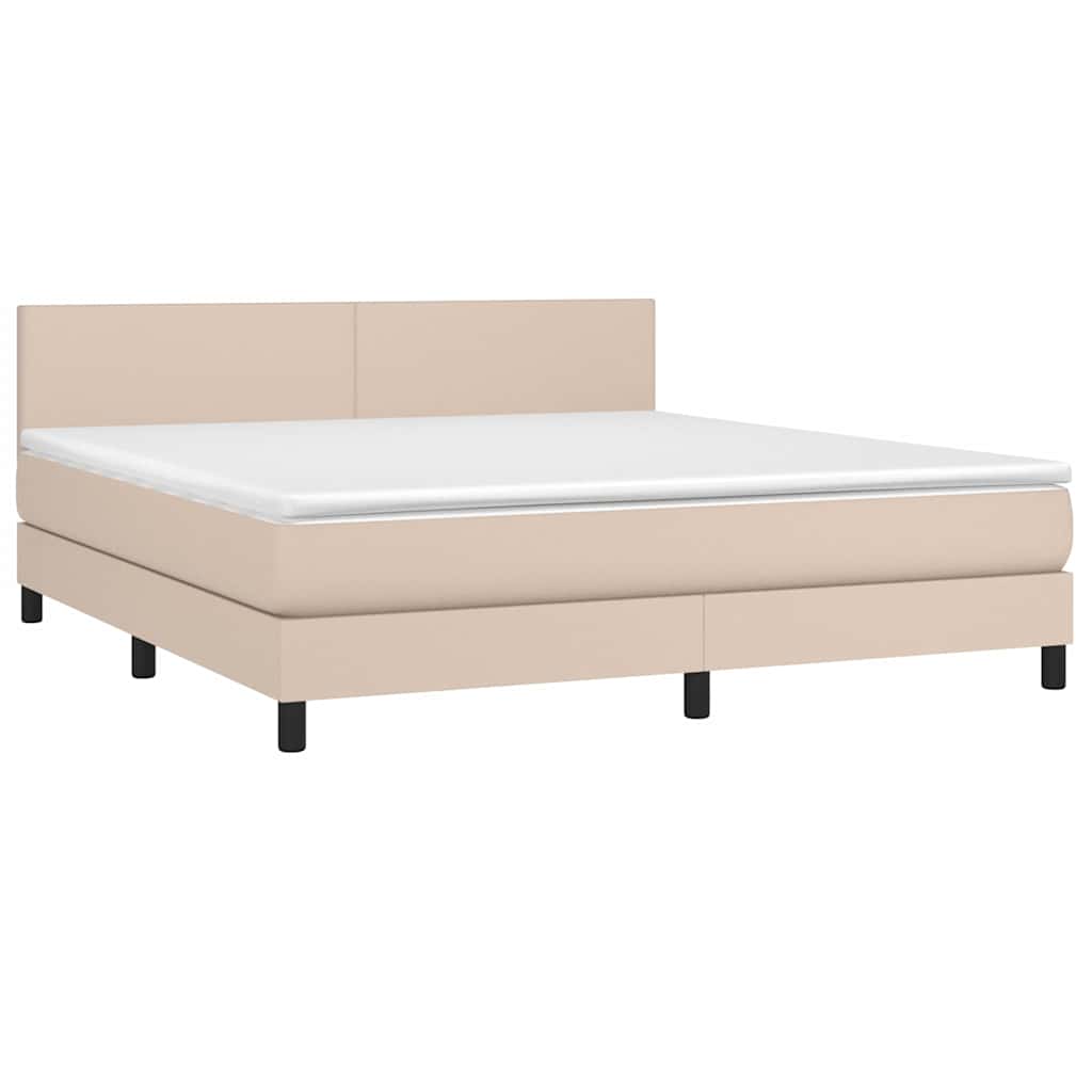 Cappuccino színű műbőr rugós ágy matraccal és LED-del 180x200cm 3