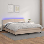 Cappuccino színű műbőr rugós ágy matraccal és LED-del 180x200cm